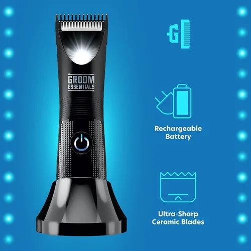 Miniatura 5 de Groom Essentials - Cortadora de pelo recargable, afeitadora de pelo corporal con cuchillas de cerámica, guía de corte ajustable de 3 ajustes