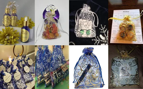 Miniatura 2 de Bolsitas de organza transparentes con impresión de ratán Ankirol, ideales para bodas y fiestas del bebé, para regalos o muestras (100 unidades)