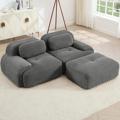 Miniatura 20 de Juego de sofás seccionales sin hueso de 117 pulgadas para sala de estar, modular en forma de L y sofá de 3 plazas con asiento profundo, almohadas