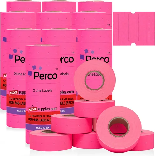 Miniatura 18 de Perco Etiquetas azules de 2 líneas, 6,000 etiquetas de precio en blanco y fecha para pistolas Perco de 2 líneas de precio y fecha, 8 rollos, 1