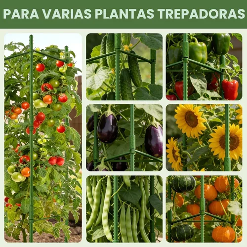 Miniatura 9 de Halatool Paquete de 8 Jaulas Verdes para Tomates, Hasta 63 pulgadas (5.2 pies) Soporte Alto Ajustable para Plantas de Tomate, Estacas de Jardín