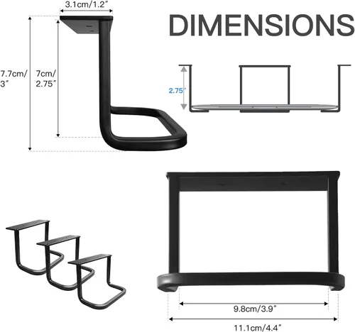 Miniatura 4 de Soporte para laptop debajo del escritorio, soporte para laptop debajo del escritorio, espacio efectivo de 2.7 pulgadas de alto, soporte de aluminio