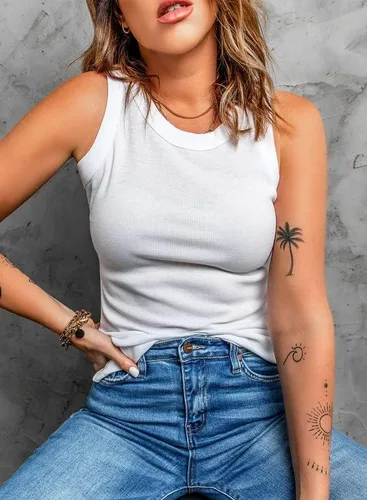 Miniatura 8 de Dokotoo - Camiseta ajustada sin mangas para mujer, tirantes anchos, escote bajo, con ribetes, deportiva, para entrenamiento
