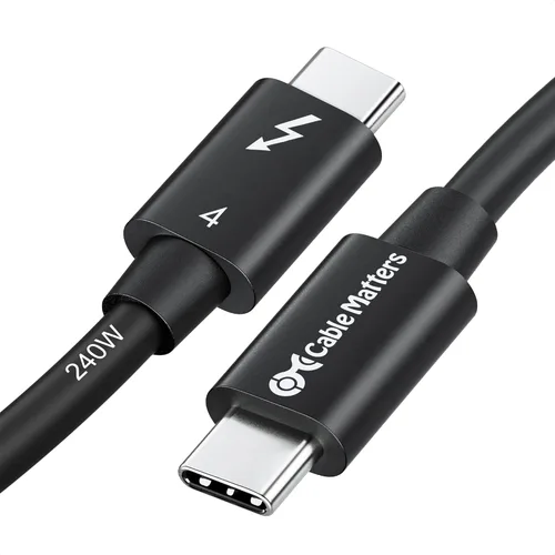 Cable Matters [Certificado por Intel] Cable Thunderbolt 4 de 40Gbps 1 pie con video 8K y carga de 240W - 0,3m, compatible con USB4, Cable