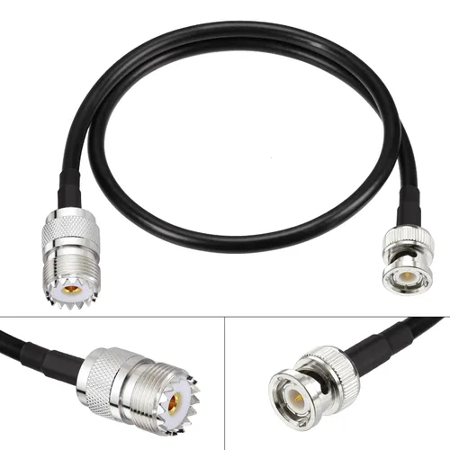 Miniatura 5 de Eightwood Adaptador de antena UHF hembra SO239 a macho BNC Cable puente RG58 de 1,6 pies para radio CB portátil, radio aficionado, radio ham