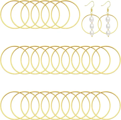 Miniatura 15 de 40 aretes de aro para hacer joyas de 1.976 pulgadas, aretes redondos con cuentas redondas, anillos de enlace de bisel abierto, aretes redondos 40