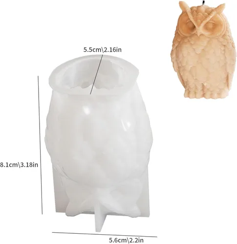 Miniatura 3 de Juego de moldes para velas de resina y silicona de animales y búhos, molde de animales 3D para decoración del hogar y fabricación de velas Búho-3260