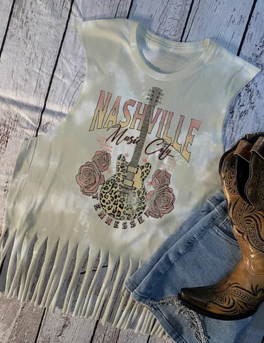 Miniatura 4 de Nashville - Camiseta sin mangas para mujer, diseño de festival de música country, estampado gráfico, sin mangas, Nash Music