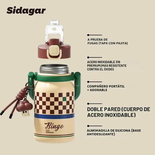 Miniatura 6 de Botella de agua aislada de 32 onzas para mujer con popote y asa, vaso de acero inoxidable de grado médico 316L, esenciales para vacaciones