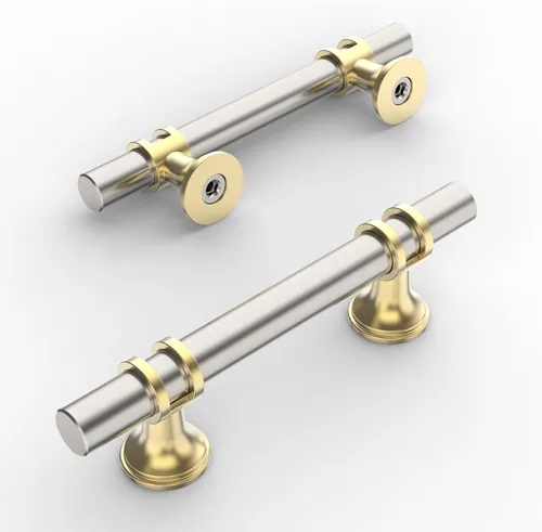 Miniatura 23 de Amerdeco ZH0050 - Paquete de 10 pomos de bronce champán para gabinetes, barra en T de 2 pulgadas, manijas de gabinete de cocina, manijas