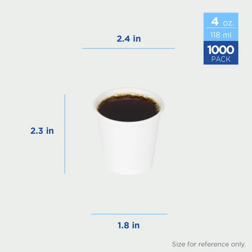 Miniatura 3 de Karat Taza de papel para café expreso de 4 oz, 1000 unidades, taza desechable para enjuague bucal, para bebidas calientes y frías, blanca (C-K504W)