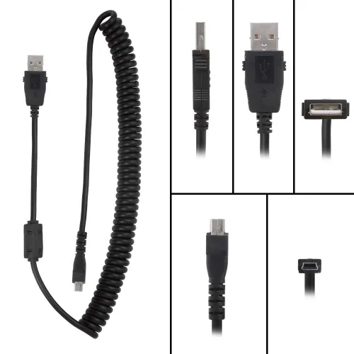 Miniatura 2 de ECS Cable de repuesto compatible con Philips SpeechMike Premium Touch, SpeechMike Premium y SpeechMike III, USB rizado de 2.5 a 5.5 pies, el 95%