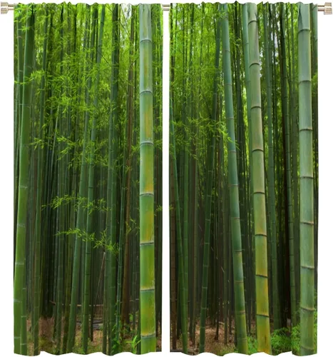 Miniatura 35 de Cortinas de bambú 3D impresas para exteriores, cortinas de bambú natural japonés zen, sala de estar, cocina, bolsillo para barra, cortinas
