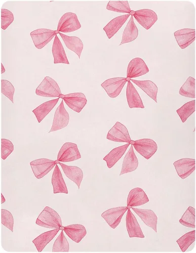 Burbuja Sábana bajera ajustable para cuna para niñas y niños, con lazo rosa, suave, transpirable, para colchones estándar de cuna y cama de niño