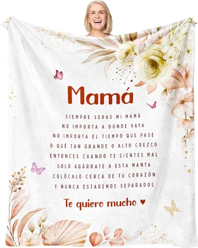 Regalos para mamá, manta de regalos para mamá de 60 x 50 pulgadas, regalos para mamá en español, feliz cumpleaños mamá, regalos para mamá mexicana,
