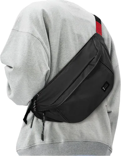 Riñonera cruzada grande de moda para hombres y mujeres, resistente al agua, riñonera, bolsa para cinturón con 5 bolsillos con cremallera, transporte