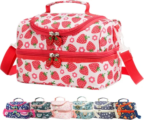 Miniatura 20 de Bolsas de Almuerzo Tote de Doble Compartimento para Niños, para Niños y Niñas, Loncheras para Niños Pequeños, Preescolar, Niños Pequeños, Jardín