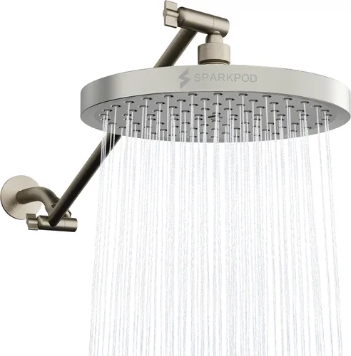 Miniatura 13 de SparkPod Cabezal de Ducha de Lluvia Redondo con Brazo de Extensión - Cabezal de Ducha de Altura Ajustable con Rendimiento de Alta Presión