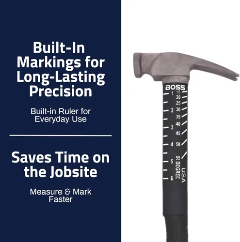 Miniatura 4 de Boss Hammer Martillo de Titanio Ti64 de Grado de Construcción de 12 oz con Mango de Fibra de Vidrio Tough-Fiber que Absorbe Impactos - Agarre