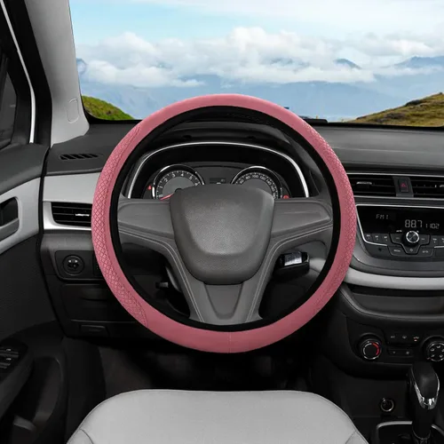 Miniatura 8 de Funda de volante de automóvil, funda de volante de carbono de 15 pulgadas, accesorios de volante antideslizantes transpirables para hombres