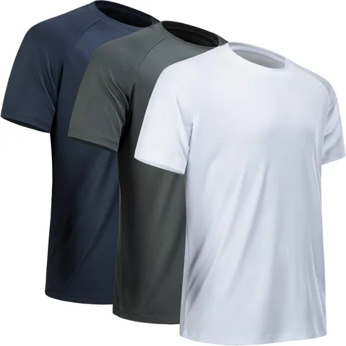 Miniatura 7 de Camisetas de entrenamiento para hombre, de manga corta, de secado rápido, atlético, gimnasio, activo, absorbe la humedad