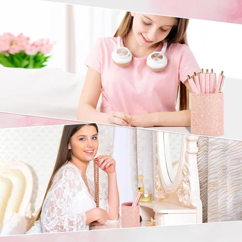 Miniatura 6 de BBTO Portabolígrafos de Lentejuelas Brillantes con 6 Bolígrafos de Clic de Lentejuelas, Bonitos Bolígrafos Retráctiles con Purpurina, Vasos