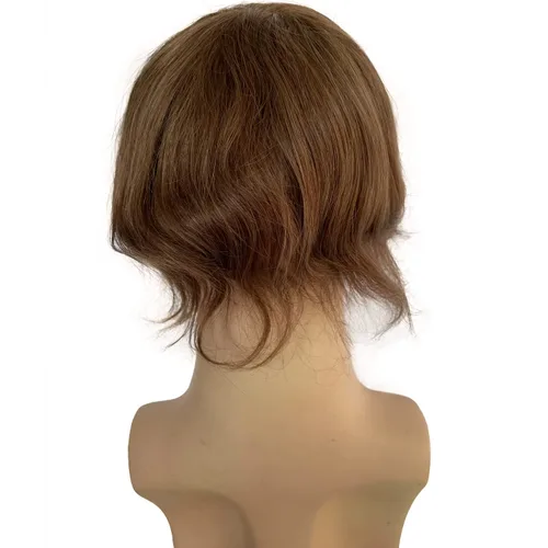 Miniatura 5 de Voloria Toupee para hombre ultra fina piel PU hombres postizo europeo virgen cabello humano reemplazo piezas 10x8inch 7 color marrón claro