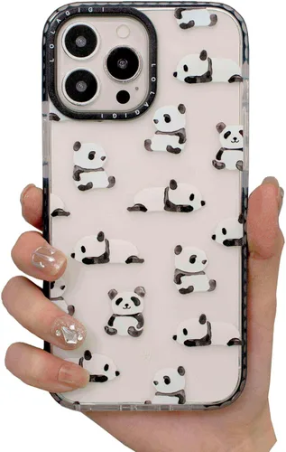 Miniatura 43 de Funda para iPhone 15 Pro Max para Mujeres, Transparente Lindo Panda Dibujos Animados Arte Animal Estampado Diseño Femenino Kawaii Estético