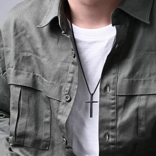 Miniatura 5 de Rnivida Collar de cruz para hombres, collares de cruz cristiana 413 de Filipenses para hombres y niños, Metal