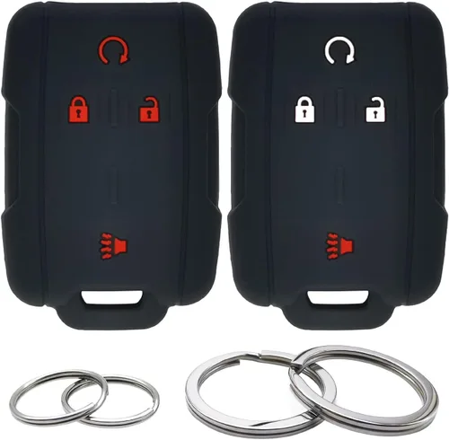 Miniatura 6 de 2 piezas fundas de silicona para control remoto de 4 botones, estuche protector sin llave compatible con Chevrolet Chevy Colorado Silverado Suburban