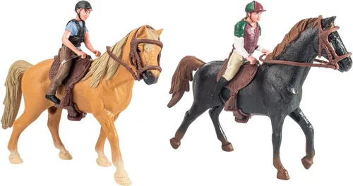 Hiawbon Figuras de equitación de personas realistas para montar a caballo, figura de acción de plástico para jinete de caballos para animales de