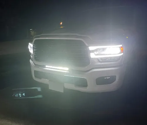 Miniatura 5 de iJDMTOY Kit de barra de luz LED de montaje en hueco de parrilla de 20 pulgadas, compatible con Dodge RAM 2500 3500 2020 en adelante, incluye barra
