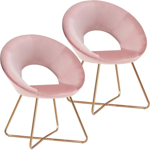 Miniatura 9 de DUHOME Juego de 2 sillas decorativas de terciopelo, sillas tapizadas, taburete de maquillaje, oficina, recepción, sillas de ocio, con patas doradas