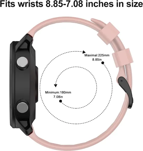 Miniatura 6 de ISABAKE Correa de reloj para Garmin Forerunner 955/945/745, correa de repuesto de silicona de 0.866 in para pulseras Fenix 5/6/Approach S60 Rosa