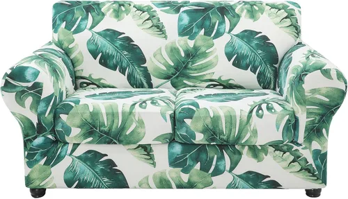 Miniatura 52 de hyha Funda para sofá, diseño floral, elástica, estampada, 4 piezas, fundas para sofá de 3 cojines separados, protector de muebles lavable para Azul