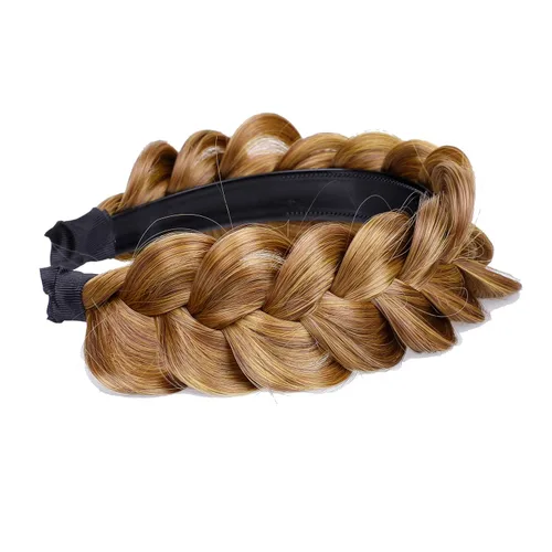 Miniatura 2 de Diadema trenzada de pelo sintético, aro de pelo clásico, grueso, ancho, trenzado, peluca de trenzas esponjosas, accesorio de belleza para mujeres