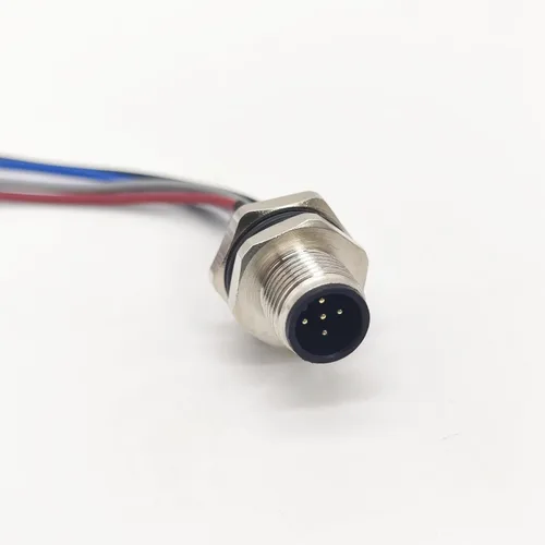 Miniatura 6 de Cable conector macho M12 de 5 pines, un cable de montaje trasero recto codificado impermeable enchufe de aviación macho sin blindaje Cable eléctrico