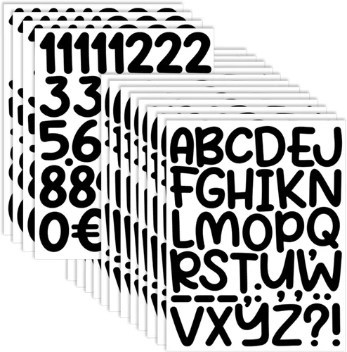 Miniatura 14 de 840 piezas de 16 hojas de calcomanías de letras grandes de 2 pulgadas, calcomanías de vinilo autoadhesivas impermeables para números, adecuadas