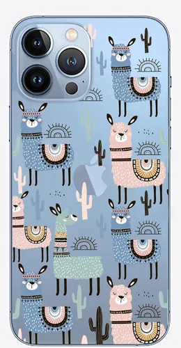 Miniatura 4 de Blingy's Funda para iPhone 13 Pro Max (6.7 pulgadas), bonito estilo de llama con patrón de cactus, diseño divertido de alpaca, funda protectora