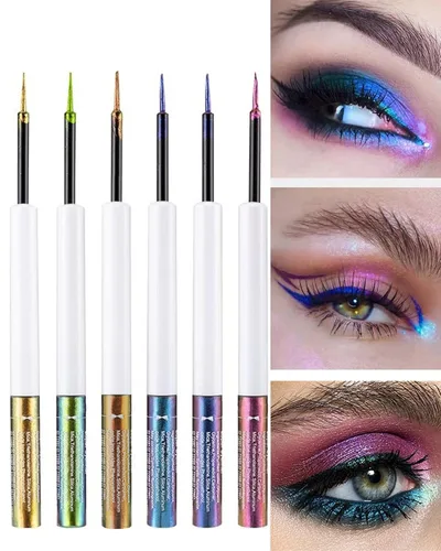 Miniatura 5 de Chameleon Glitter Eyeliner Liquid - 1 bolígrafo de maquillaje metálico verde de alta pigmentación para sombra de ojos, delineador de ojos multicromo