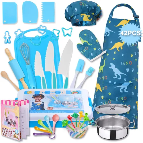 Miniatura 10 de Herramientas de cocina de 29 piezas - Juegos de cocina para niños reales - Juego de cuchillos para niños pequeños para cocina real, juguetes