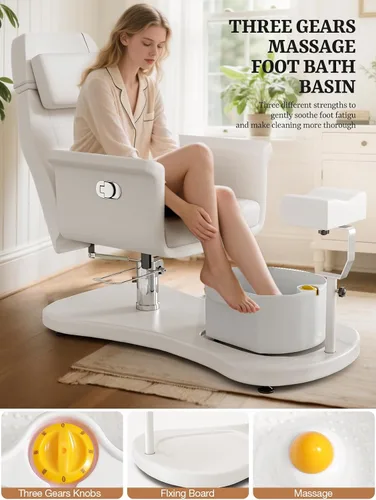 Miniatura 6 de OKAKOPA Silla de pedicura sin fontanería para tecnología de uñas, estación de pedicura portátil con soporte de pedicura y cuencos, silla de spa