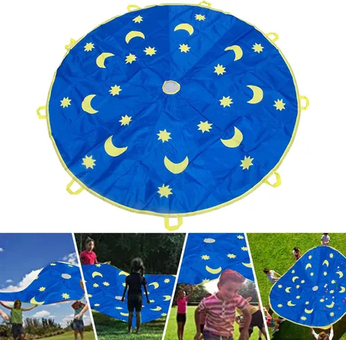 Miniatura 6 de Akozon Paracaídas de arco iris 1.8M deportes al aire libre niños paraguas arco iris niños Jump-sack juego ballute paracaídas tela de poliéster