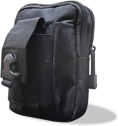 Deporte al aire libre Hombres Mujeres Riñonera Bolsa de cinturón Bolsa de bicicleta Bolsa táctica Caza Muslo Bolsa Nylon Teléfono Cartera (Negro)