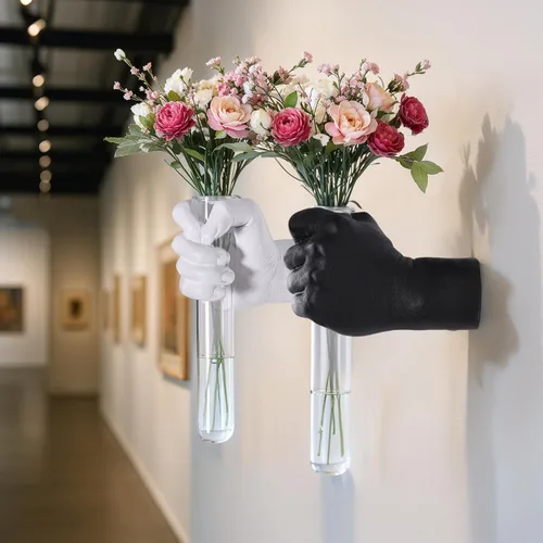 Miniatura 4 de 2 piezas de esculturas de pared, florero de manos para decoración del hogar, escultura artística de montaje en pared, estatua de arte de pared
