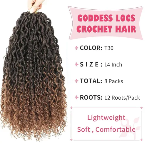 Miniatura 135 de Alicoco Goddess Locs Cabello de Ganchillo 12 Pulgadas 8 Paquetes Rastas Sintéticas de Ganchillo Para Mujeres Rastas Suaves Boho Pre-enrolladas River