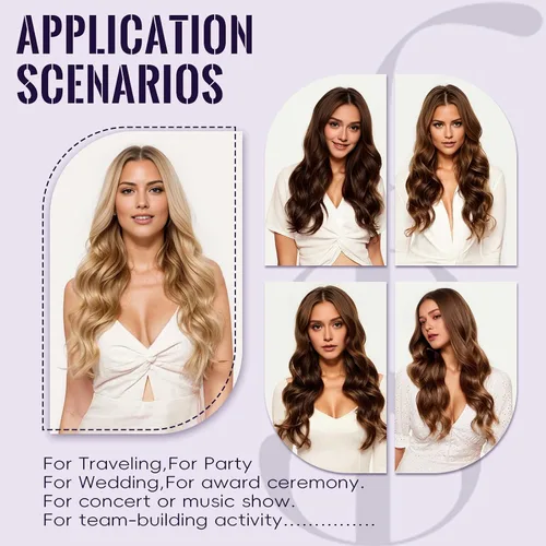 Miniatura 8 de Fshine Extensiones de cabello con broches, 22 pulgadas, 7 unidades, color marrón oscuro, doble trama, extensiones de cabello humano real con clip