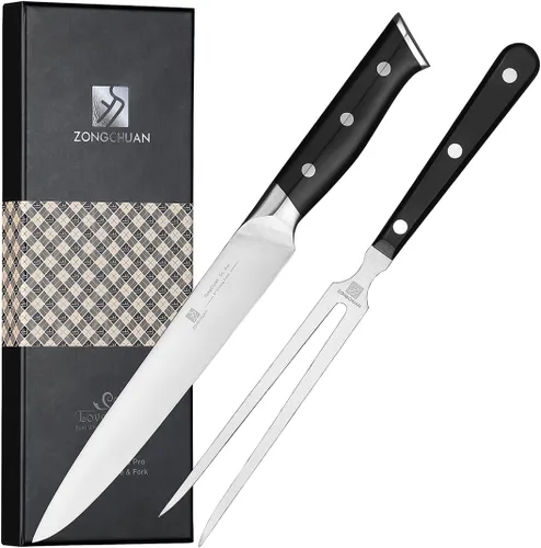 Miniatura 14 de Juego de cuchillos, juego de cuchillos de cocina de 15 piezas con bloque y afilador, acero inoxidable de alto carbono 50Cr15Mov, cuchillos