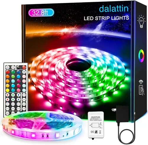 dalattin Tira de luces LED de 32.8 pies, luces LED RGB para dormitorio, luz que cambia de color, decoración para dormitorio, fiesta, decoración de