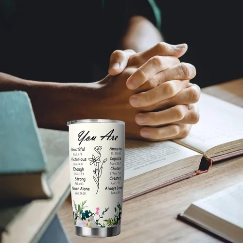Miniatura 6 de Regalos Cristianos para Mujeres - Taza de Acero Inoxidable de 20oz Inspiradora Regalo Religioso - Fe Jesús Dios Versículo de la Biblia